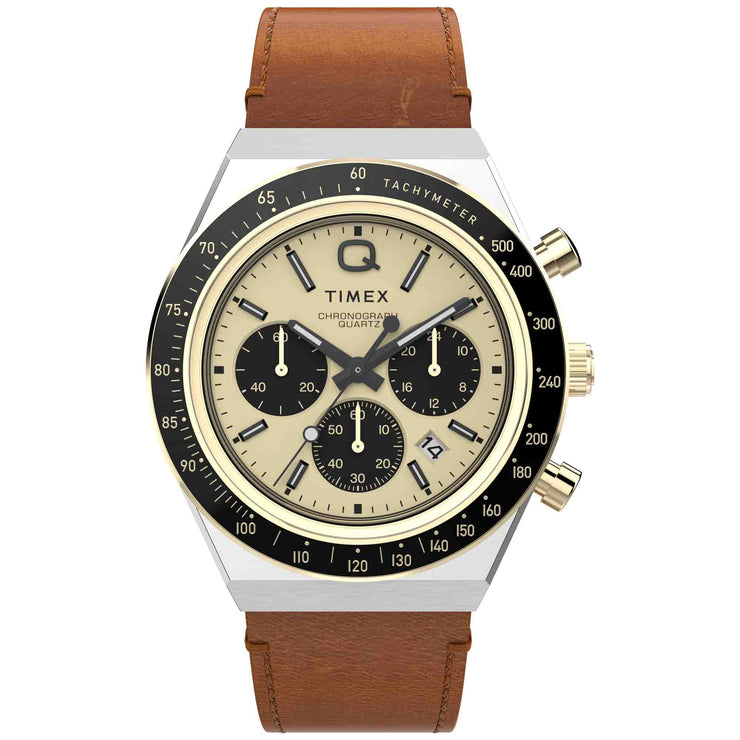 Timex Q Chronograph 40mm Gold Brown - Watches.com - TW2W64400VQ