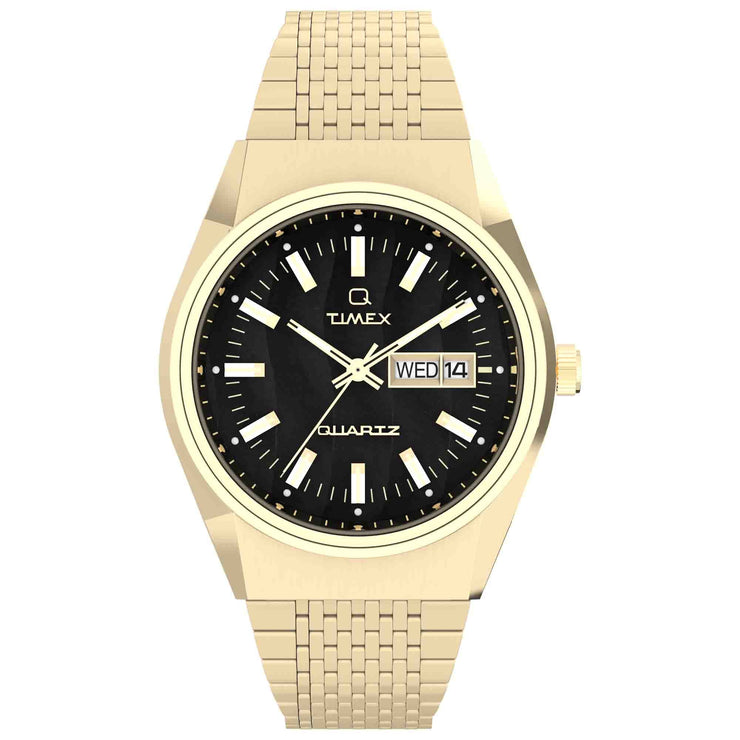 Timex Q Falcon Eye 38mm Black Gold - Watches.com - TW2W62500VQ