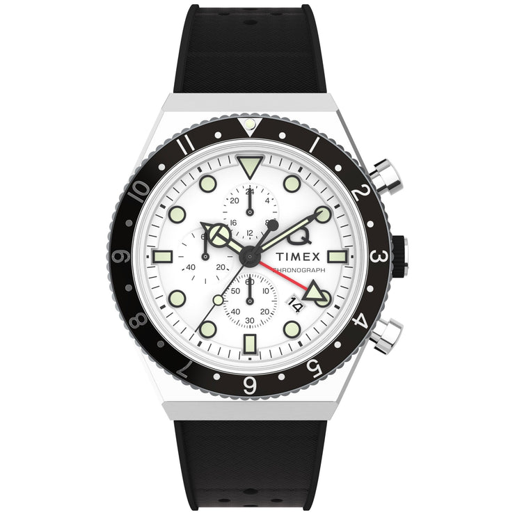 Timex Q GMT Chronograph 40mm White - Watches.com - TW2V70100VQ