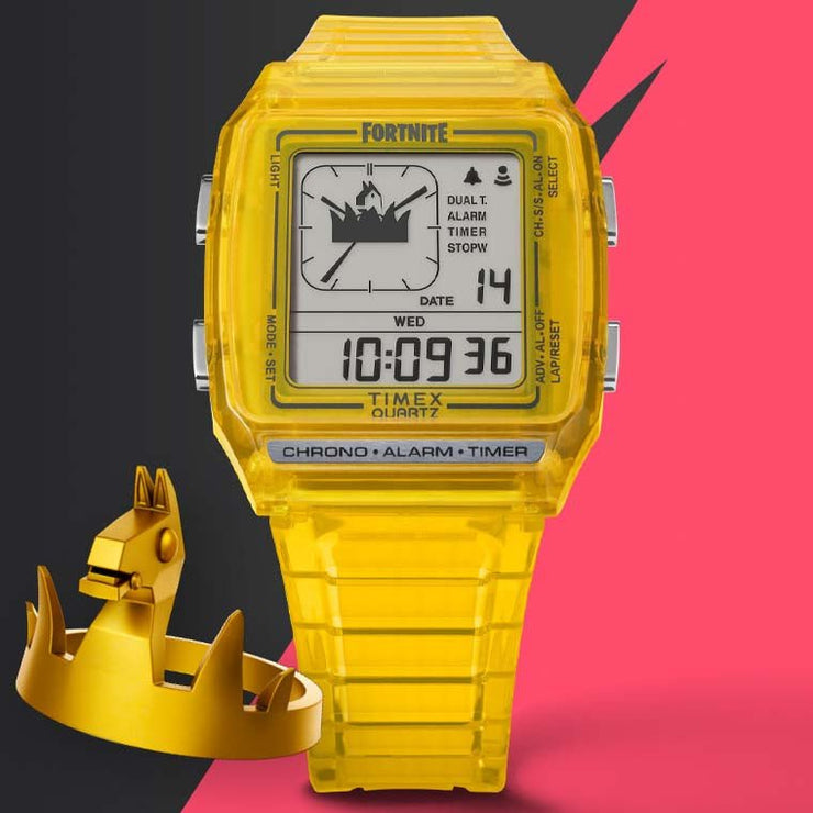 Timex Q LCA x Fortnite 35mm Translucent Yellow - Watches.com - TW2W96600JR