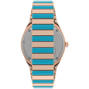 Timex Q Malibu Blue Pink Gold SS - Watches.com - TW2U81500