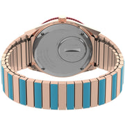 Timex Q Malibu Blue Pink Gold SS - Watches.com - TW2U81500