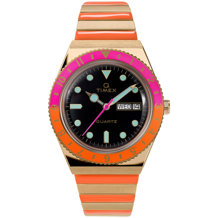 Timex Q Malibu Orange Pink Gold SS - Watches.com - TW2U81600