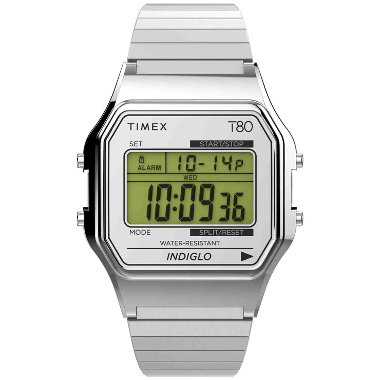 Timex T80 34mm Silver SS - Watches.com - TW2W68200VQ