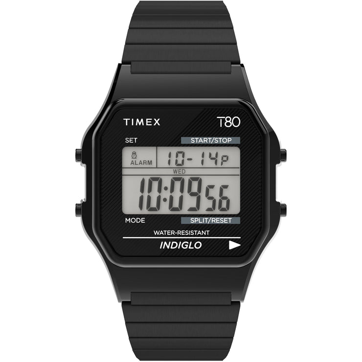 Timex T80 Digital Black SS Expansion Band - Watches.com - TW2R67000VQ