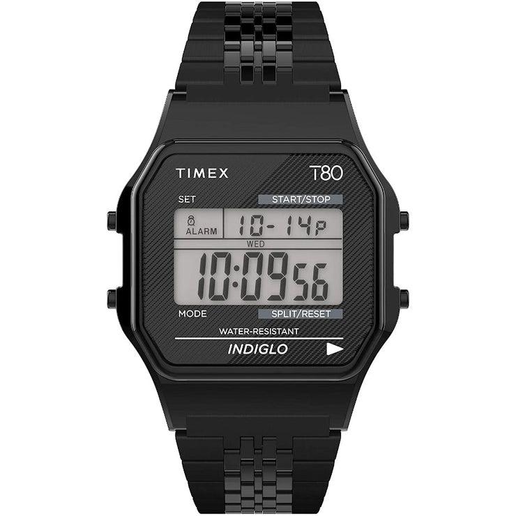 Timex T80 Digital Black SS - Watches.com - TW2R79400