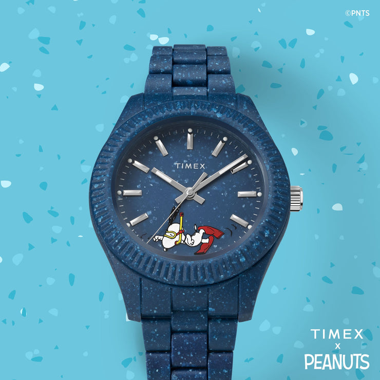 Timex Waterbury Ocean x Peanuts 41mm Recycled Dark Blue - Watches.com - TW2V53300JR