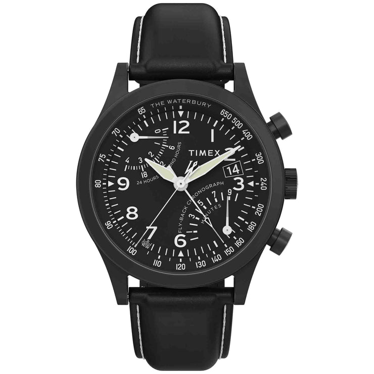 Timex Waterbury Traditional Fly Back Chrono 43mm Black - Watches.com - TW2W48000VQ