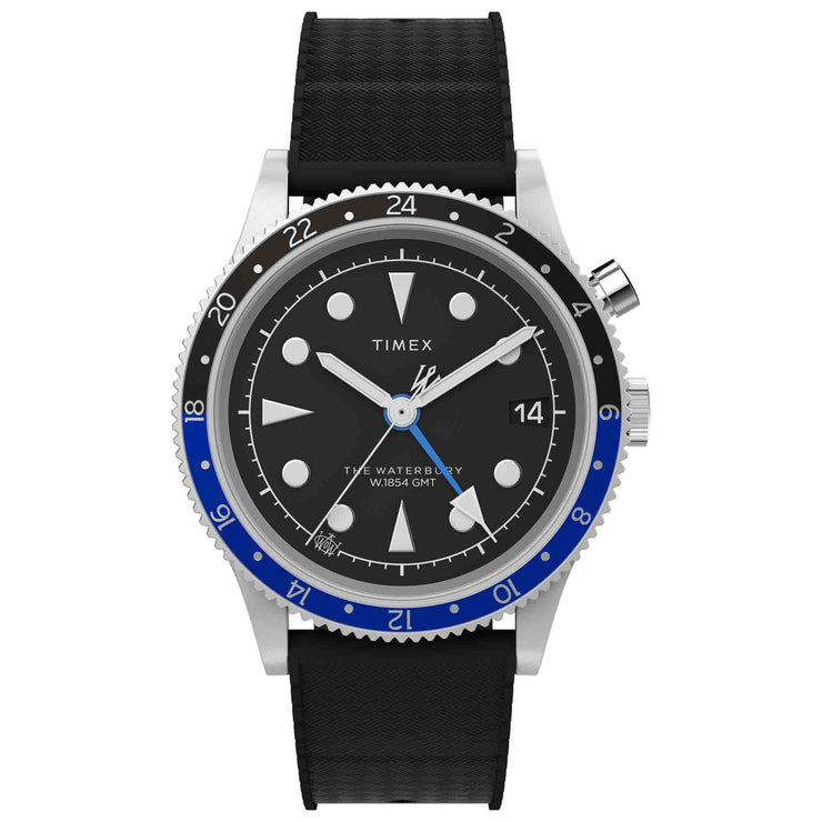 Timex Waterbury Traditional GMT 39mm Black Blue - Watches.com - TW2W22600VQ