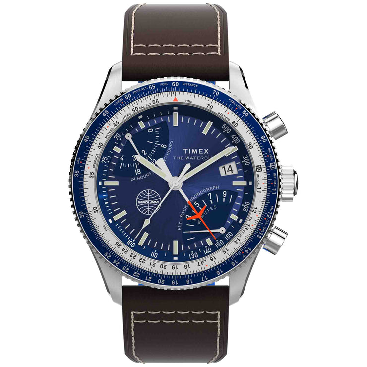 Timex x Pan Am Fly Back Chronograph 43mm Blue - Watches.com - TW2W97200JR