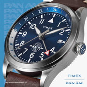 Timex x Pan Am Waterbury GMT 39mm Blue - Watches.com - TW2W97300JR