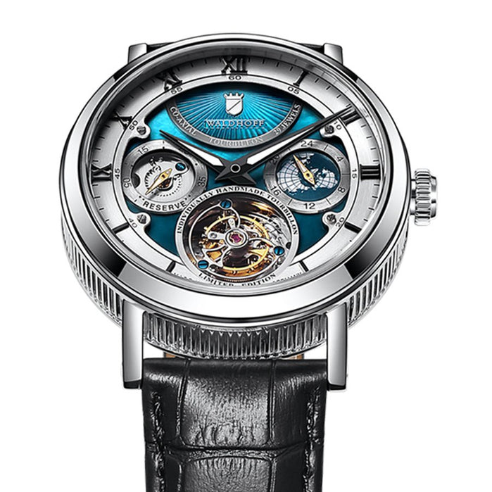 Waldhoff Ultramatic Tourbillon Diamond Silver Azure Limited Edition angled shot picture