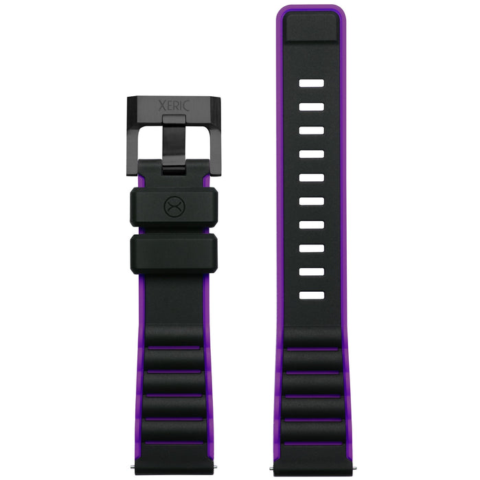 Xeric 20mm Black Purple Silicone Strap angled shot picture