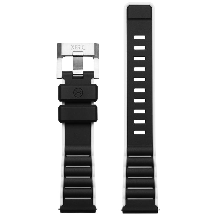 Xeric 20mm Black white Silicone Strap - Watches.com - XRC - ATA - 20 - BKWH