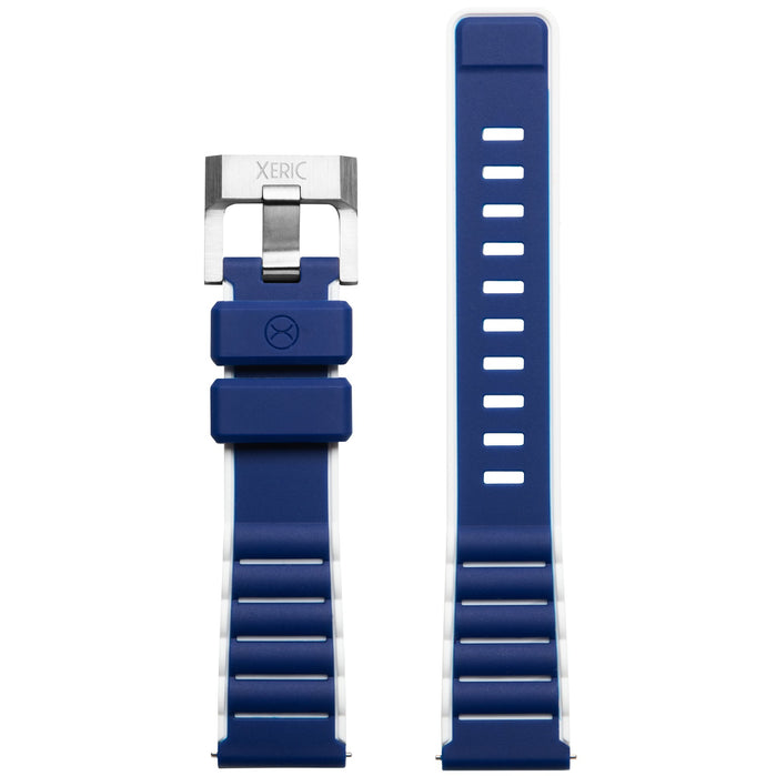 Xeric 20mm Blue White Silicone Strap angled shot picture