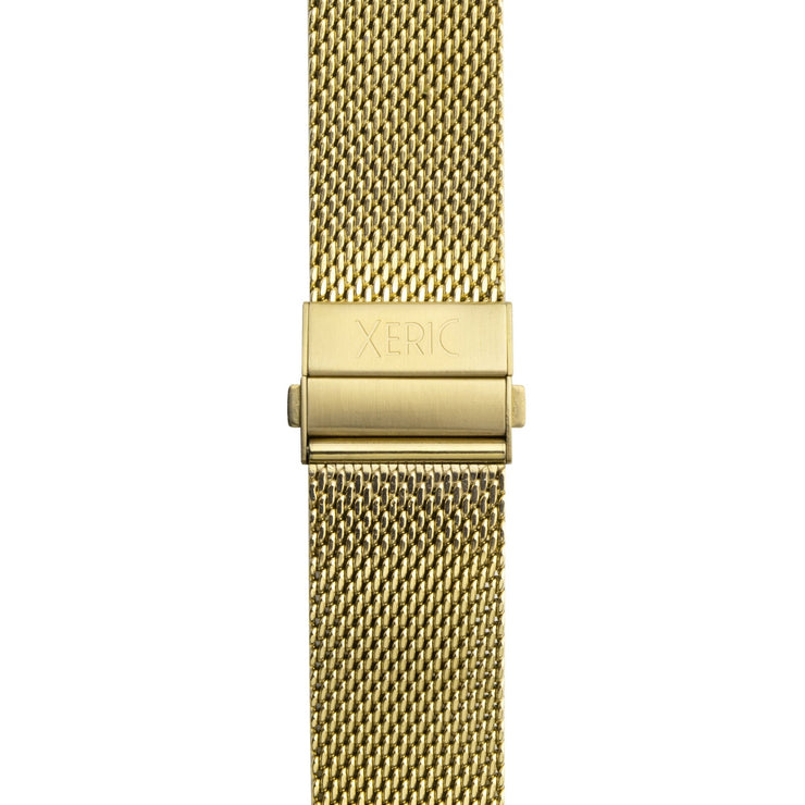 Xeric 20mm Gold PVD Mesh Bracelet with Deployant Clasp - Watches.com - XRC - MSDP - 20 - GDGD