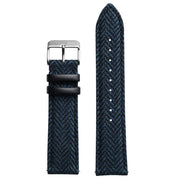 Xeric 20mm Herringbone Tweed Blue Strap Silver Buckle - Watches.com - XRC - HER - 20 - BLSV