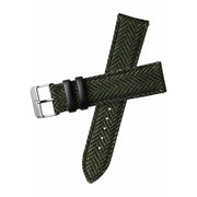 Xeric 20mm Herringbone Tweed Green Strap Silver Buckle - Watches.com - XRC - HER - 20 - GRSV