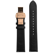 Xeric 20mm Horween Chromexcel Leather Black Strap Rose Gold Deployant Clasp - Watches.com - XRC - DEP - 20 - BKRG