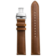 Xeric 20mm Horween Chromexcel Leather Tan Strap Silver Deployant Clasp - Watches.com - XRC - DEP - 20 - TNSV