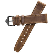 Xeric 20mm Horween Full Stitched Brown Gun Leather Strap - Watches.com - XRC - EGA - 20 - BRGN