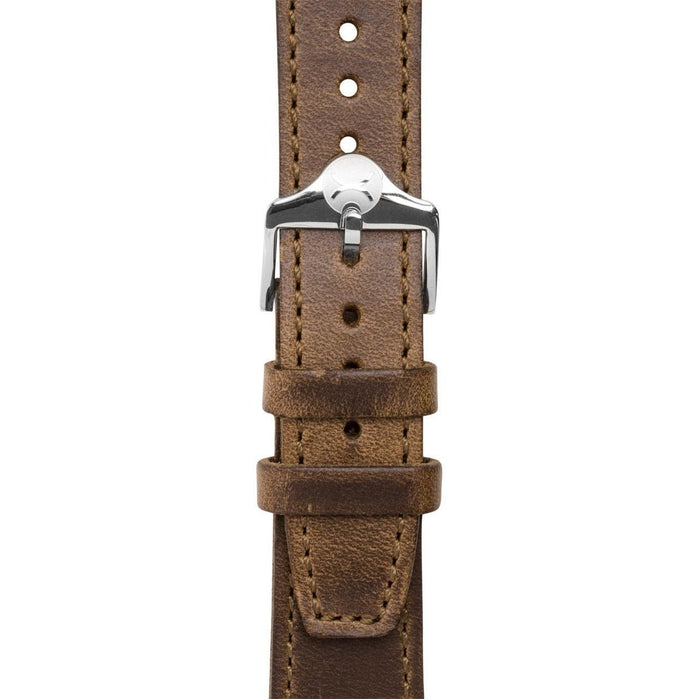 Xeric 20mm Horween Full Stitched Brown Leather Strap angled shot picture