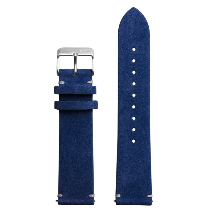 Xeric 20mm Italian Suede Blue Strap Silver Buckle angled shot picture