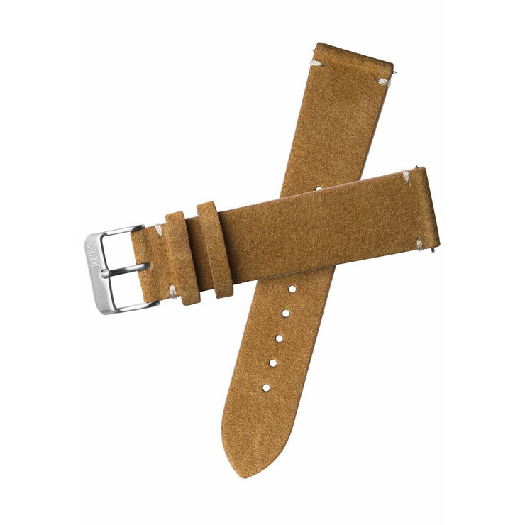 Xeric 20mm Italian Suede Tan Strap Silver Buckle - Watches.com - XRC - SDE - 20 - TNBG