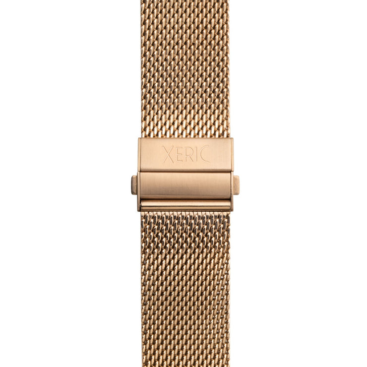 Xeric 20mm Rose Gold PVD Mesh Bracelet with Deployant Clasp - Watches.com - XRC - MSDP - 20 - RGRG