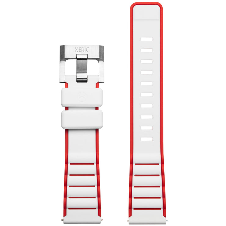 Xeric 20mm White Red Silicone Strap - Watches.com - XRC - ATA - 20 - WHRD