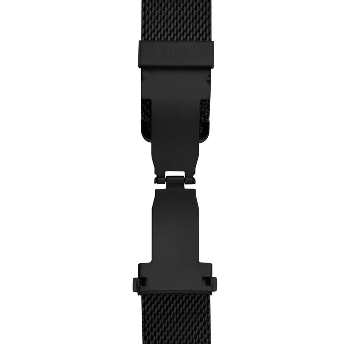 Xeric 22mm Black PVD Mesh Bracelet with Deployant Clasp angled shot picture