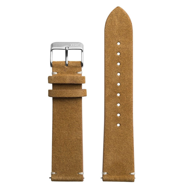 Xeric 22mm Italian Suede Tan Strap Silver Buckle - Watches.com - XRC - SDE - 22 - TNBG