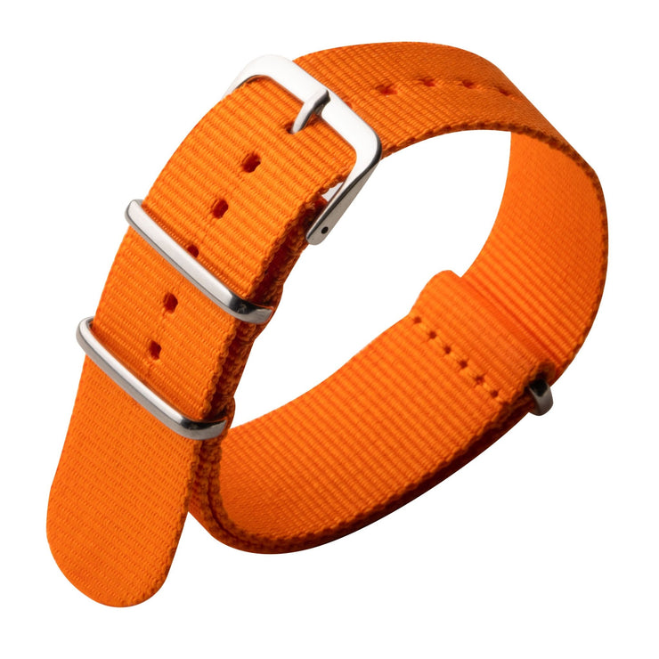 Xeric 22mm Military Strap Orange with Silver Hardware - Watches.com - XRC - NATO - 22 - ORSV