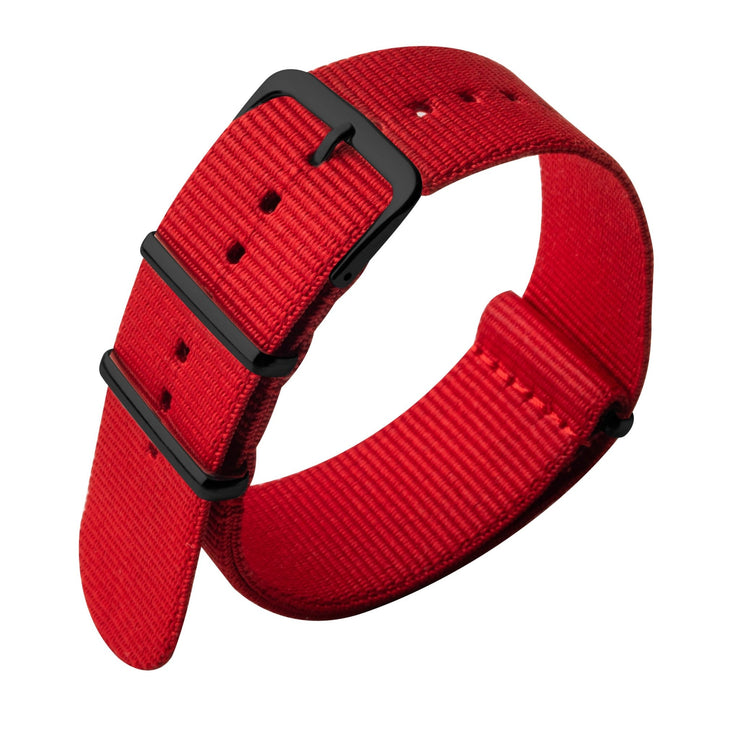 Xeric 22mm Military Strap Red with Gun Hardware - Watches.com - XRC - NATO - 22 - RDGN