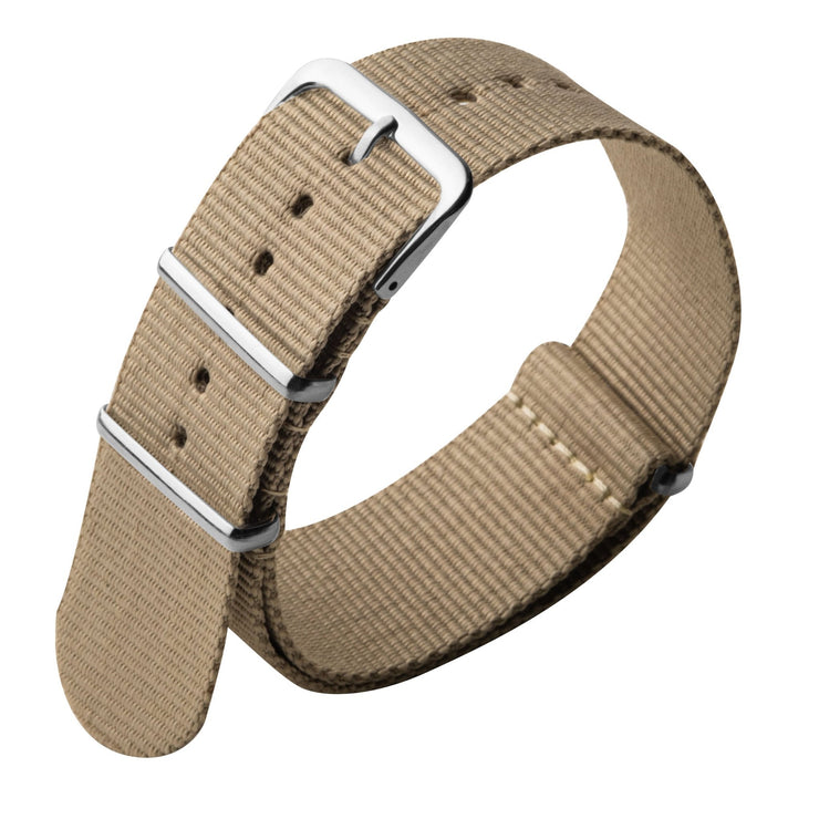 Xeric 22mm Military Strap Sand with Silver Hardware - Watches.com - XRC - NATO - 22 - SDSV