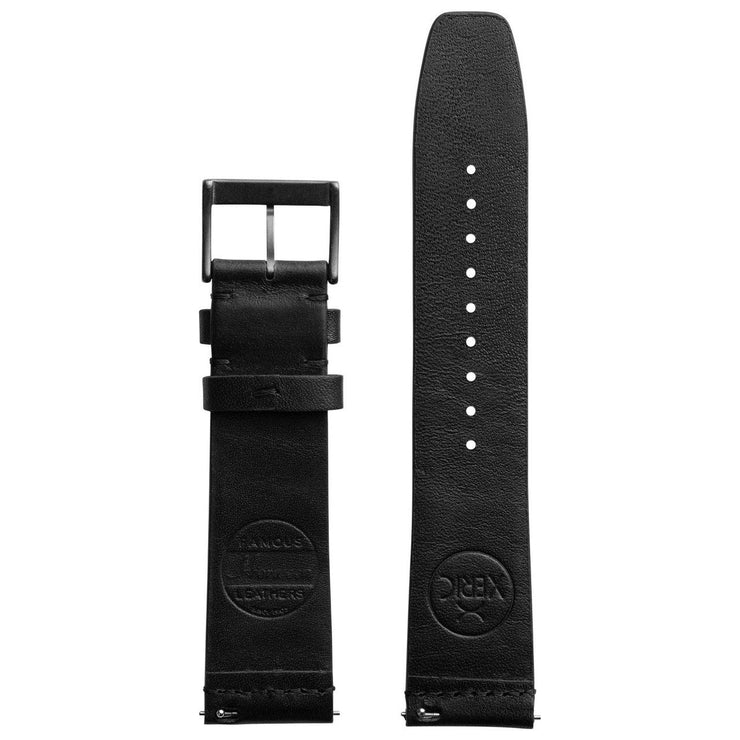 Xeric 22mm Ribbed Horween Leather Black Strap Gun Buckle - Watches.com - XRC - TMP - 22 - BKGN