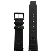 Xeric 22mm Ribbed Horween Leather Black/Green Strap - Watches.com - XRC - TMP - 22 - BKGR