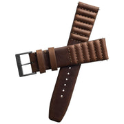 Xeric 22mm Ribbed Horween Leather Brown Strap Gun Buckle - Watches.com - XRC - TMP - 22 - BRGN