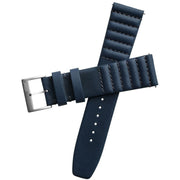 Xeric 22mm Ribbed Horween Leather Navy Strap Silver Buckle - Watches.com - XRC - TMP - 22 - NVSV