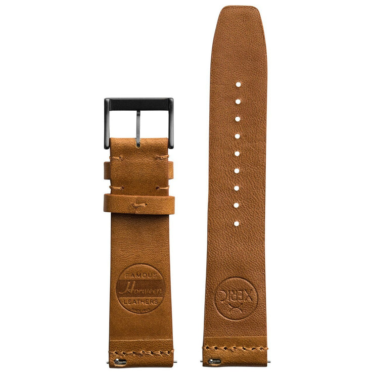 Xeric 22mm Ribbed Horween Leather Tan Strap Gun Buckle - Watches.com - XRC - TMP - 22 - TNGN