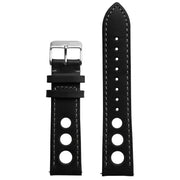 Xeric 24mm Horween Leather Rally Black Charcoal Strap Silver Buckle - Watches.com - XRC - RLY - 24 - BKCH