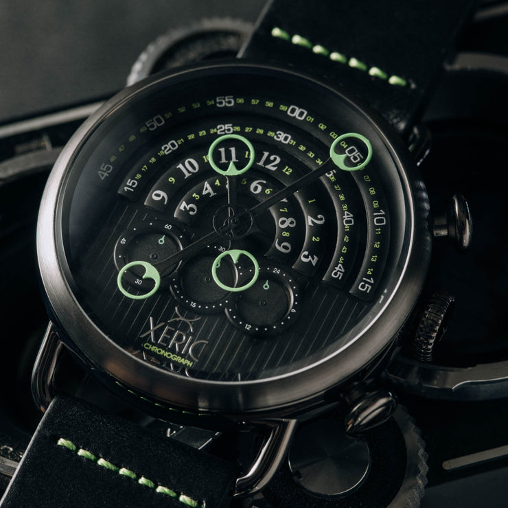 Xeric Halograph Chrono Sapphire Gunmetal Lime - Watches.com - HCS - 2239 - 03L