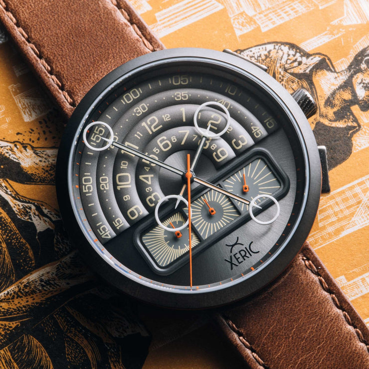 Xeric Halograph II Chrono Gunmetal Brown - Watches.com - H2C - 2222 - 13L