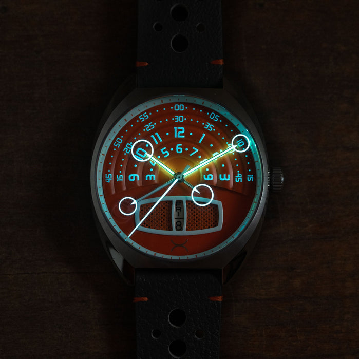 Xeric Halograph III Automatic Racing Orange angled shot picture