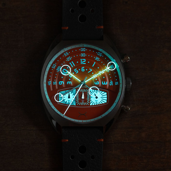 Xeric Halograph III Chrono Racing Orange angled shot picture