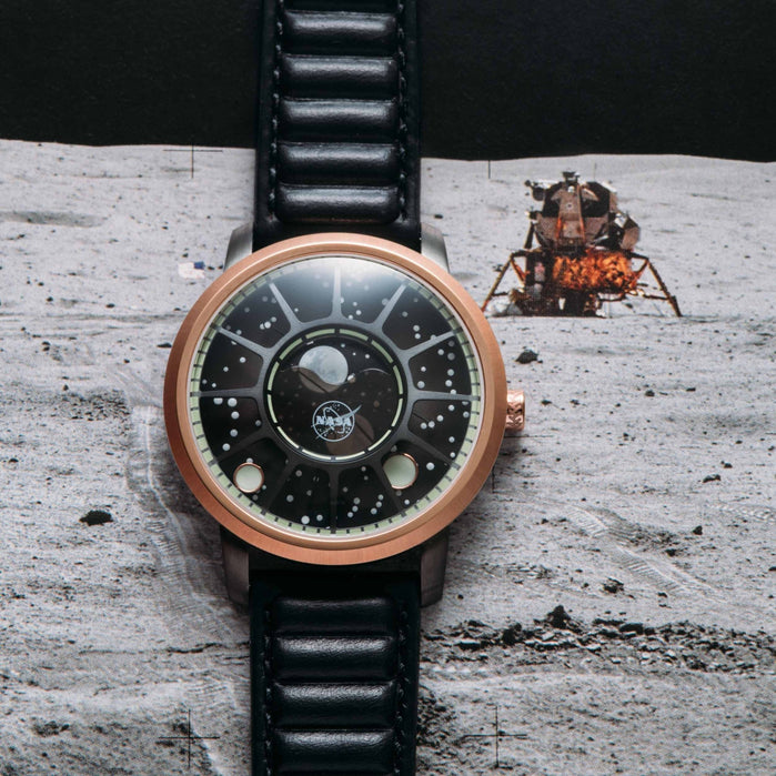 Xeric NASA Apollo 15 American Moonphase Lunar Module angled shot picture