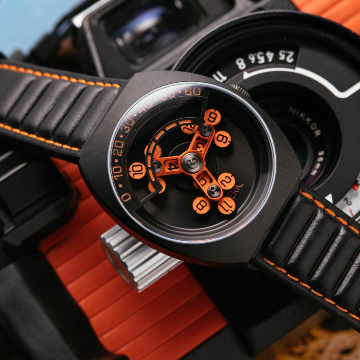 Xeric Scrambler Automatic Wandering Hour Black Orange - Watches.com - SCR - 3339 - 03L