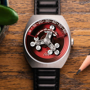 Xeric Scrambler Automatic Wandering Hour Black Oxblood - Watches.com - SCR - 1188 - 03L