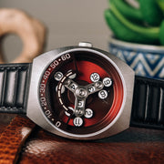 Xeric Scrambler Automatic Wandering Hour Black Oxblood - Watches.com - SCR - 1188 - 03L