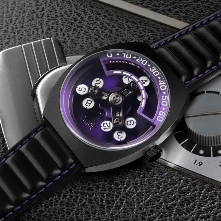 Xeric Scrambler Automatic Wandering Hour Gunmetal Purple - Watches.com - SCR - 2293 - 03L